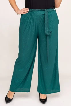 Butelkowozielone Spodnie kuloty brokatowe WIGIO
