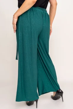Butelkowozielone Spodnie kuloty brokatowe WIGIO