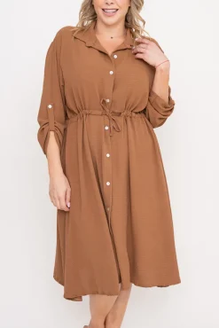 Camelowa Sukienka szmizjerka LIGUINI