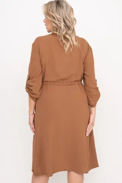 Camelowa Sukienka szmizjerka LIGUINI