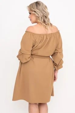 Camelowa Sukienka z paskiem VOUGI