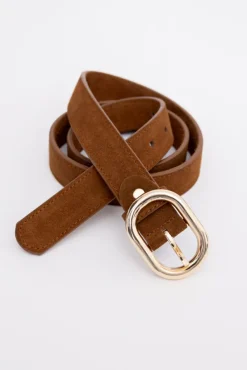 Camelowy Pasek zamszowy CLUZI