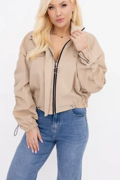 Ciemnobeżowa Kurtka z marszczeniami VASTI