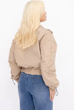 Ciemnobeżowa Kurtka z marszczeniami VASTI