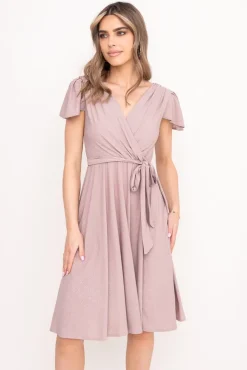 Ciemnobeżowa Sukienka brokatowa GENVELI