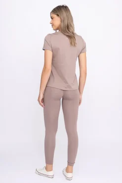 Ciemnobeżowy Komplet Sportowy z krótkim rękawem SPINTI