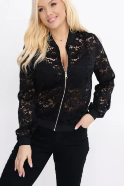 Czarna Bomberka koronkowa FUZIO