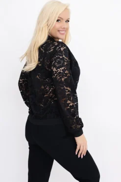 Czarna Bomberka koronkowa FUZIO