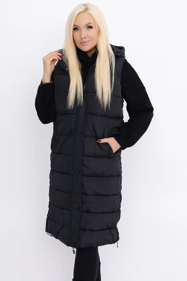 Czarna Kamizelka puchowa z kapturem BRIZI