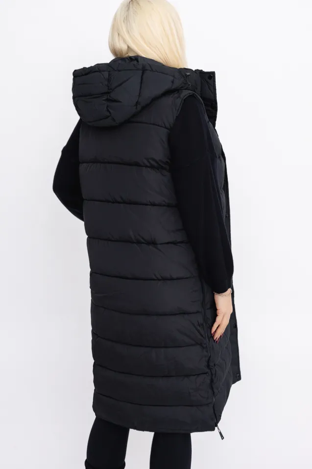 Czarna Kamizelka puchowa z kapturem BRIZI