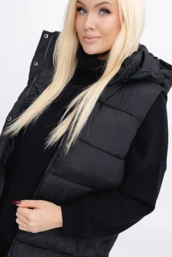 Czarna Kamizelka puchowa z kapturem BRIZI
