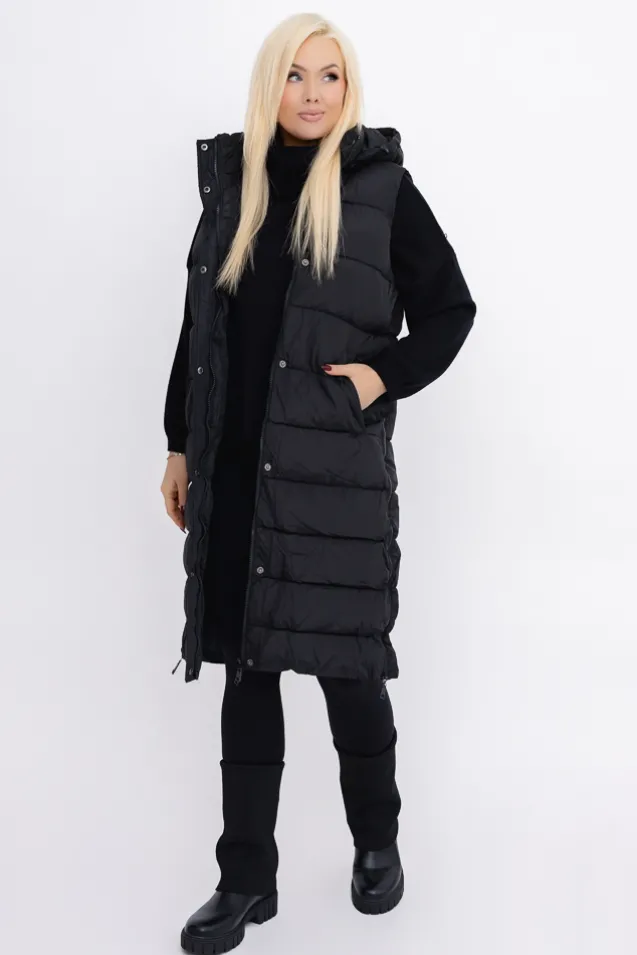 Czarna Kamizelka puchowa z kapturem BRIZI