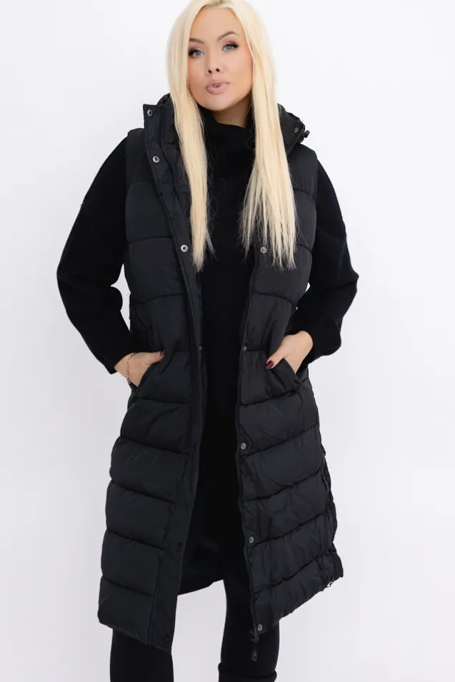 Czarna Kamizelka puchowa z kapturem BRIZI