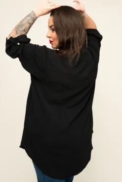 Czarna Koszula ze stójką LERIA