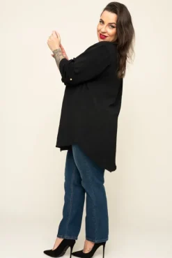 Czarna Koszula ze stójką LERIA