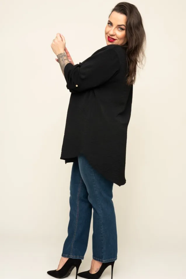 Czarna Koszula ze stójką LERIA