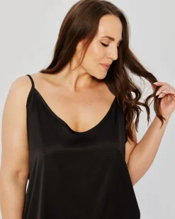 Czarna Piżama satynowa z szortami PELOZI