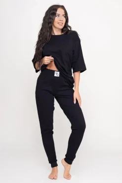 Czarna Piżama z długimi spodniami REVENTI