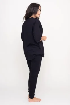 Czarna Piżama z długimi spodniami REVENTI