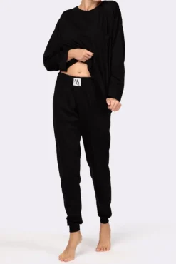 Czarna Piżama z długimi spodniami HEMENY