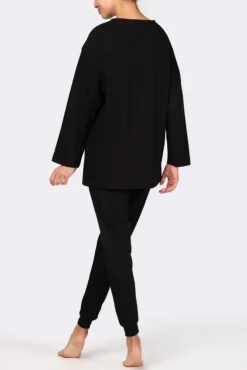 Czarna Piżama z długimi spodniami HEMENY