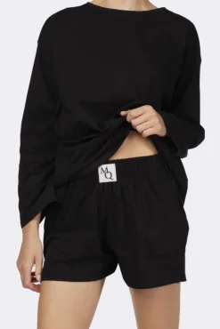 Czarna Piżama z szortami LEKREZI