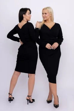 Czarna Sukienka kopertowa NEPIA