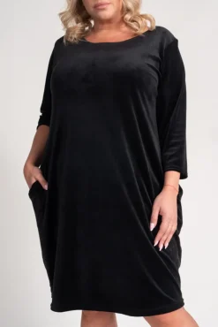 Czarna Sukienka welurowa DEMY