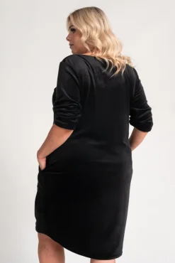 Czarna Sukienka welurowa DEMY