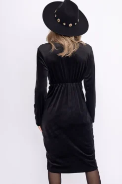 Czarna Sukienka welurowa PAFINERI