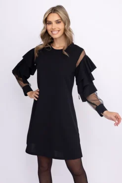 Czarna Sukienka z falbanami DARIEN