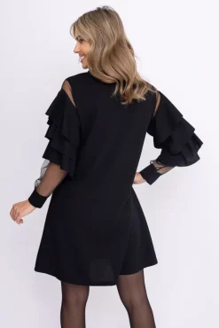 Czarna Sukienka z falbanami DARIEN