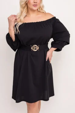 Czarna Sukienka z paskiem VOUGI