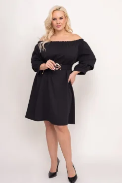 Czarna Sukienka z paskiem VOUGI