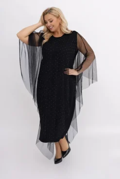 Czarna Sukienka z siateczką BASTORIA Wzór 1