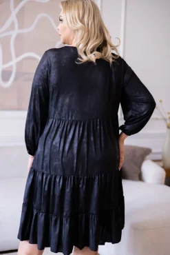 Czarna Sukienka z wiązanym dekoltem LENTI