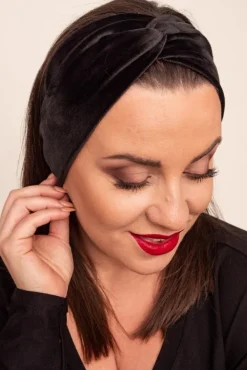 Czarna Welurowa Opaska na włosy MAGNETIC