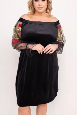 Czarna welurowa Sukienka MADAME