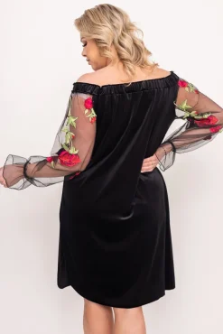 Czarna welurowa Sukienka MADAME