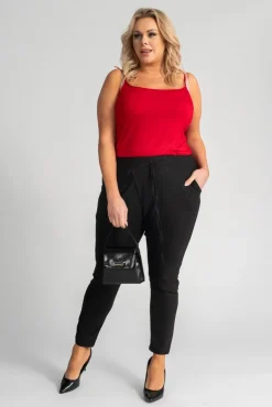 Czarne Spodnie brokatowe BULIO