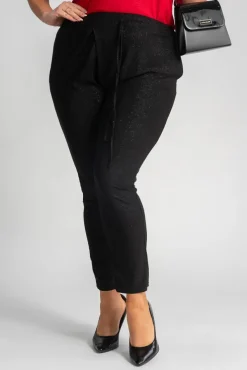 Czarne Spodnie brokatowe BULIO