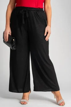 Czarne Spodnie kuloty brokatowe WIGIO