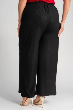 Czarne Spodnie kuloty brokatowe WIGIO