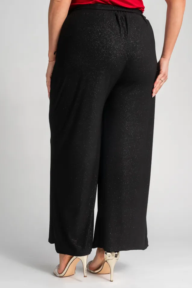 Czarne Spodnie kuloty brokatowe WIGIO