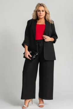 Czarne Spodnie kuloty brokatowe WIGIO