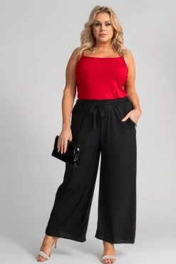 Czarne Spodnie kuloty brokatowe WIGIO