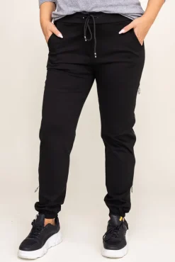 Czarne Spodnie z suwakami TEMUZI