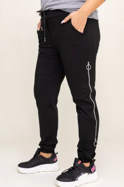 Czarne Spodnie z suwakami TEMUZI