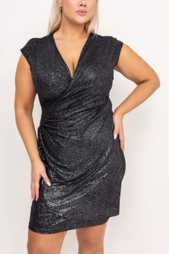 Czarno-srebrna Sukienka brokatowa VENZIN