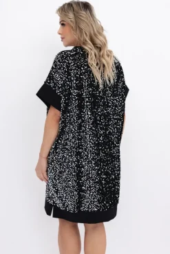Czarno-srebrna Sukienka z cekinami SIMENO
